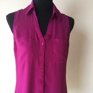 Express Portofino Sleevless Blouse - Color Wine